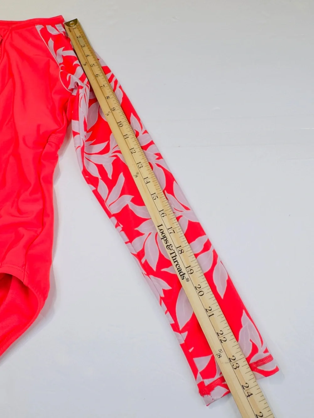 All in Motion Swimsuit Women’s Small Coral Floral Long Sleeve One Piece Stretch